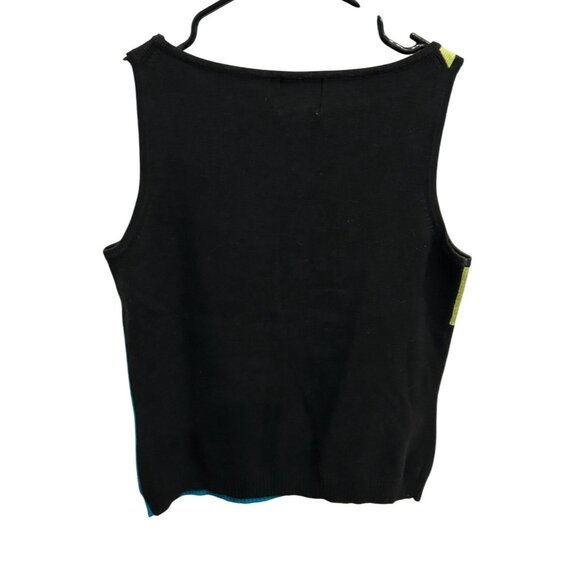 City Silk Color Block Black Blue Green Sleeveless Tank Top Sz Small - Picture 2 of 8